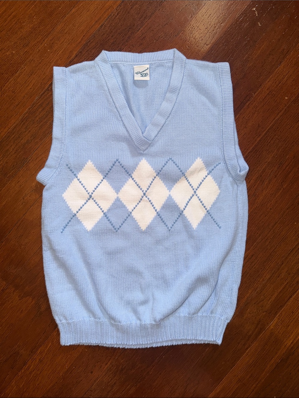 Boys Light Blue Argyle Knit Sweater Vest Glorimont Size 14